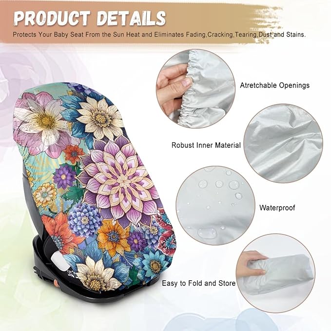 Stretch Carseat Protector Car Seat Cover with Paw Print, Wear-Resistant Car Seat Sun Shade Cover Foldable to Save Space