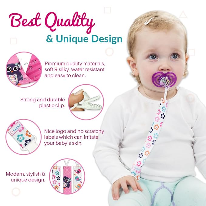 Liname Neutral Pacifier Clip - 3 Pack Pacifier Clips for Boys & Girls - Binky Holder Soothie Paci Clip Binkie Clip - Unisex Pacifer Clip - Baby Pacifier Clip and Pacifier Holder