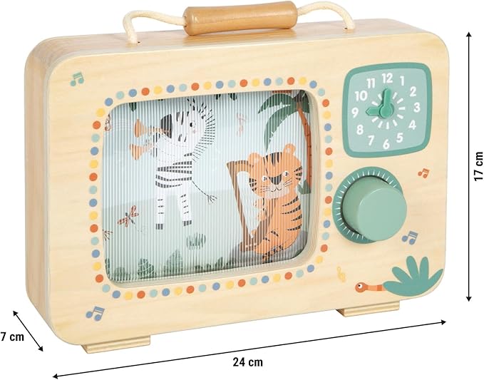 small Foot Safari 12735 Musical Toy 100% Certified Wood with Rotating Panorama Picture for Children from 24 Months