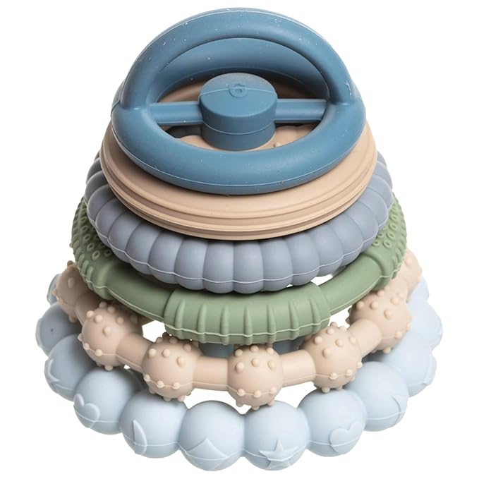 Sperric Silicone Stacking Toy – Premium Stacking Teethers - Interactive and Fun Baby Stacking Toys - Teeth Soothing for 6-12 Month, Blue