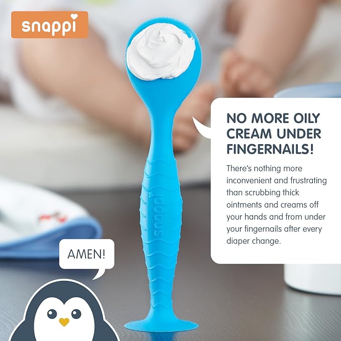 Ergo Brush Diaper Cream Applicator for a Baby Bum | Medical-Grade Silicone Diaper Rash Cream Bottom Brush Keeps Hands/Fingernails Clean (Cardinal Red)