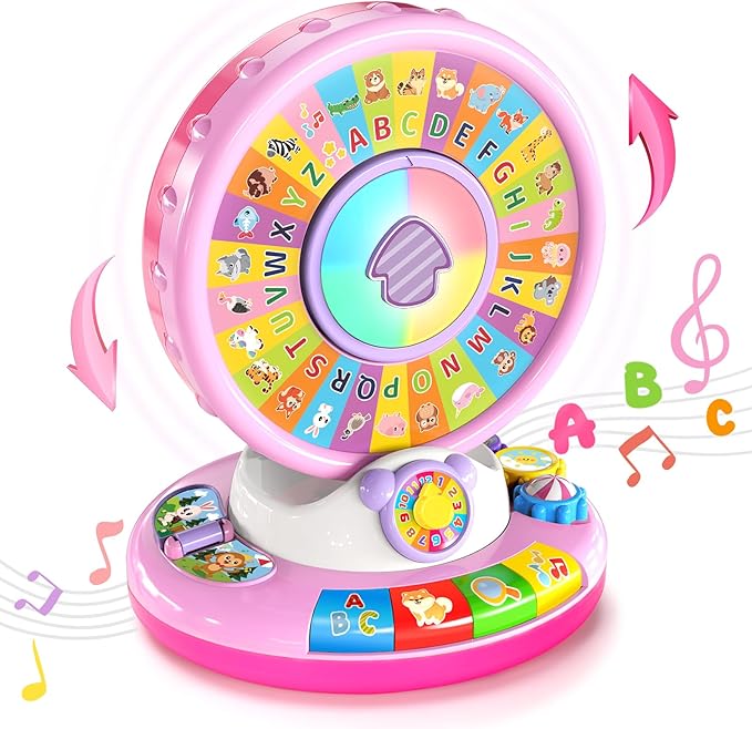 Toys for 1 2 3 Year Old Boys Girls, Spin & Sing ABC Alphabet Learning Zoo with Lights & Sounds, Musical Educational Toy for Toddler 1-3, Christmas 1st Birthday Gifts for Baby Kids Age 12-18 Months+