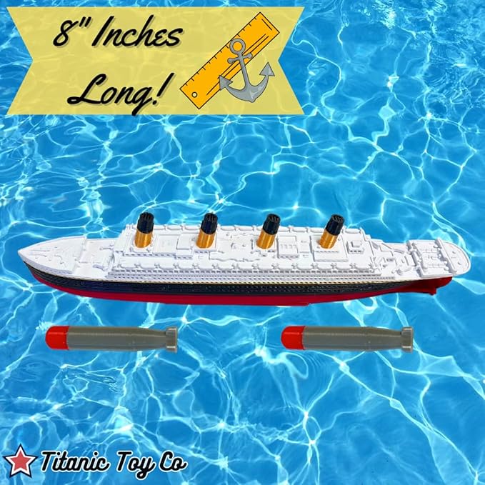 Olmypic Bath Boat And Pool Toy,Break In Half RMS Titanic Toys For Kids, Historically Accurate Breakable Titanic Toy, Titanic Ship, Titanic Cake Topper (Olympic + Torpedoes)