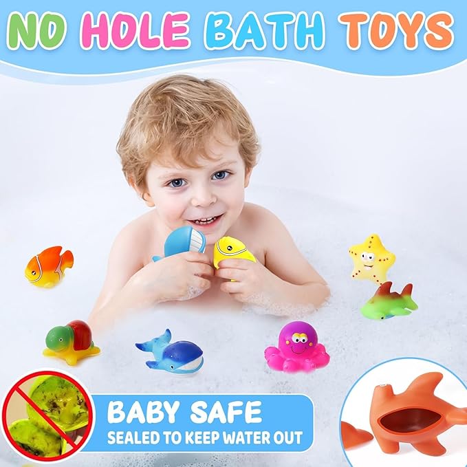 Toddler Easter Egg Fillers Color Changing No Hole Bath Toys for Kids Ages 1-3 4-8, Toddler Bath Toys Sea Creatures Easter Basket Stuffers Pool Bathtub Beach Water Toys Sea Animal with Drying Bag