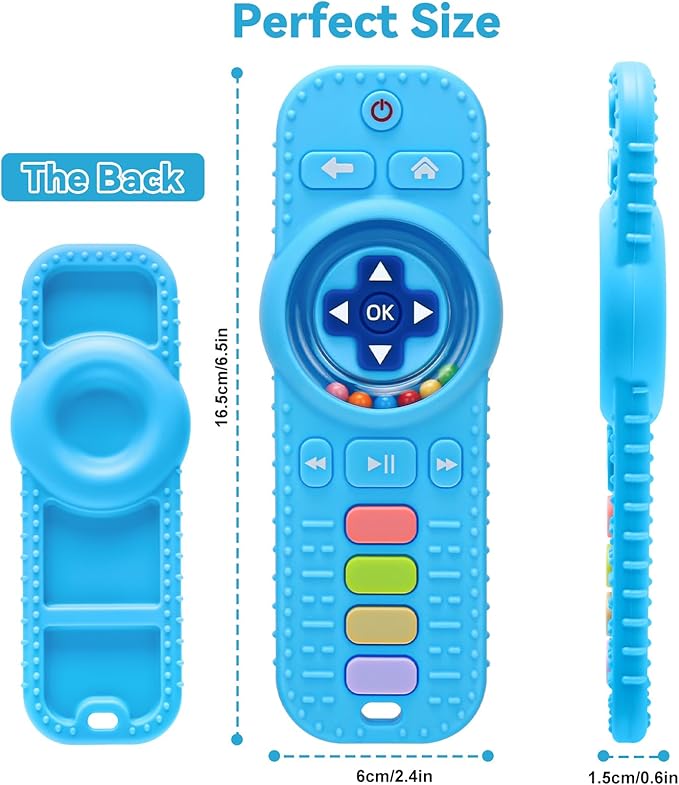 Baby RattlesTeething Toy for Babies 3-6-12 Months, Teething Relief, Silicone Infant Teethers TV Remote Shaped, Toddlers Sensory Toys, Newborn Must
