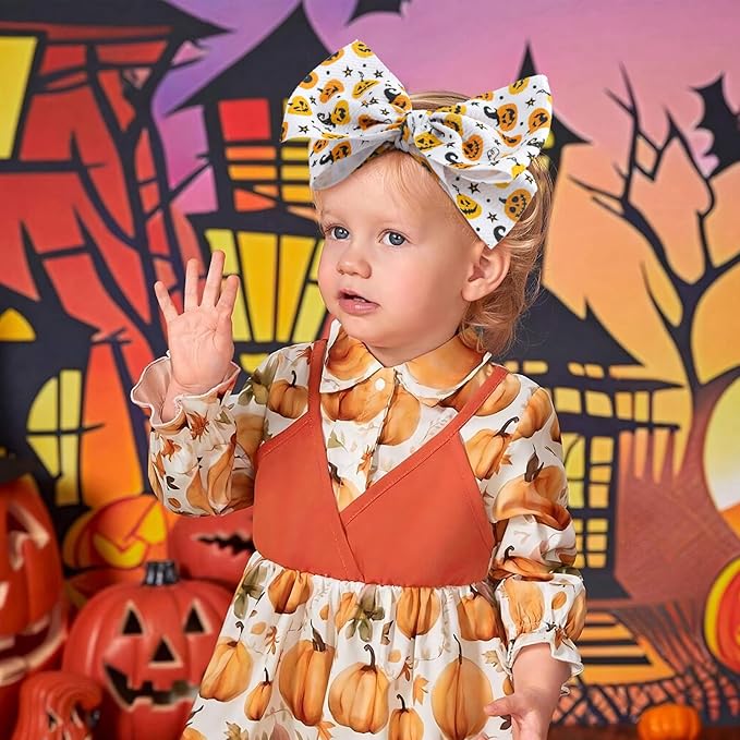 Halloween Baby Girl Bows 7 Inchs Baby Girl Bows Toddler Nylon Headbands Hair Accessories Newborn Headband Bows