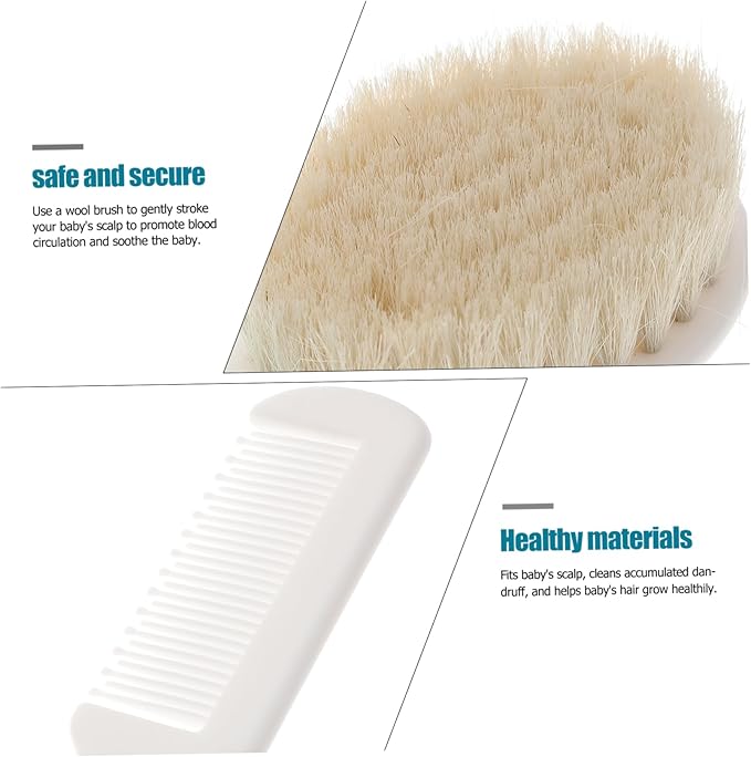 Infant Hair Brush Baby Hair Brush 1 Set of Baby Hair Brush and Comb, Natural Goat Bristles for Newborns and Toddlers- Blue Infant Hair Brush Infant Hair Brush Cradle Cap Brush
