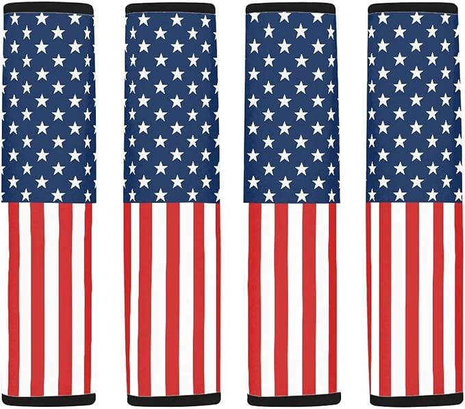 Seat Belt Cover Pad 4 Pack American Flag Auto Seat Belt Cover Seatbelt Shoulder Pad Carseat Straps Covers Shoulder Pads for Car Seats Straps Neck Protector