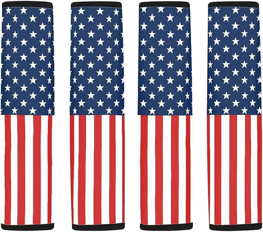Seat Belt Cover Pad 4 Pack American Flag Auto Seat Belt Cover Seatbelt Shoulder Pad Carseat Straps Covers Shoulder Pads for Car Seats Straps Neck Protector