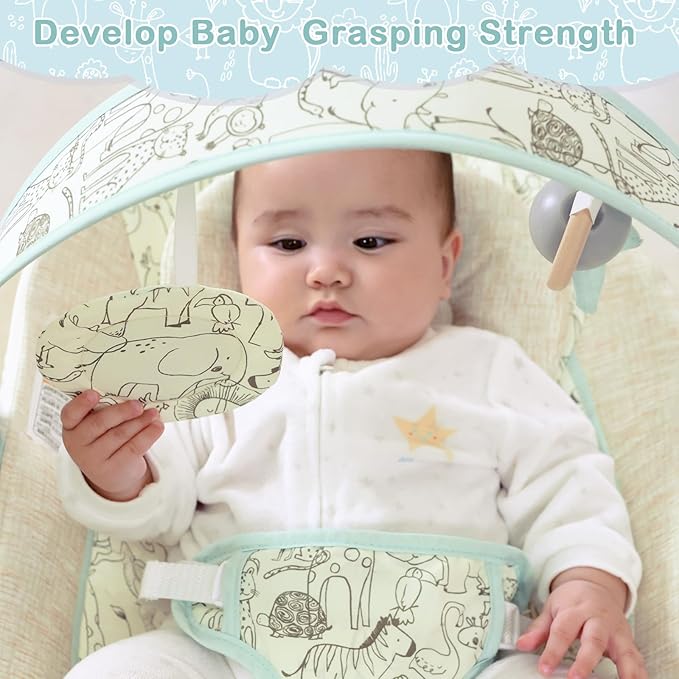 Baby Bouncer, Infants Bouncy Seat with Music and Vibrations,Portable Baby Rocker with Hanging Grasping Planet & Mirror for Newborns Indoor Outdoor Use 0-6 Months Up to 20 lbs