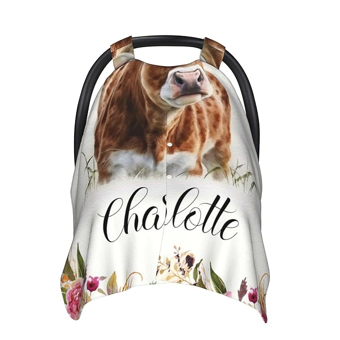 Personalized Winter Car Seat Cover for Baby: 2-in-1 Mom Nursing Breastfeeding Covers, Custom Name Car Seat Canopy for Newborns, Compatible with Strollers