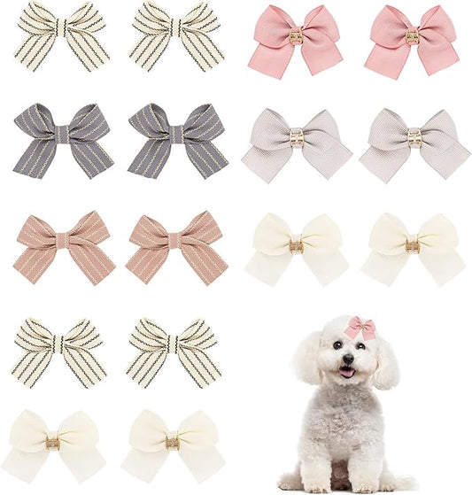 16 PCS Girl Dog Hair Bows, Baby Hair Clips, Various Styles of Crocodile Clip Hair Accessories Gift for Furry Puppy and Little Girls