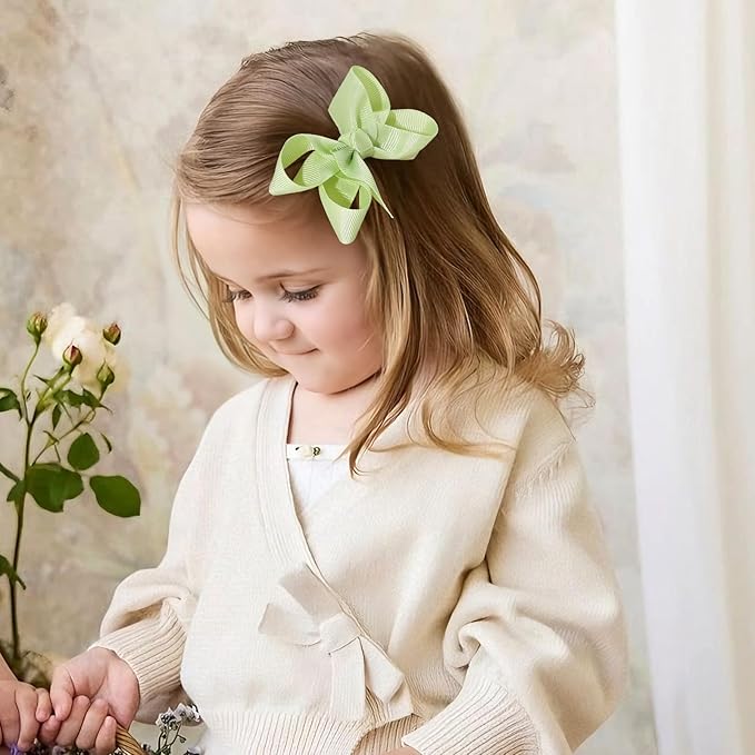 24PCS 3inch Hair Clips, Oaoleer Girls' Fully Lined Tiny Bows Alligator Clips for Infants Toddlers (12 Colors, Style H)