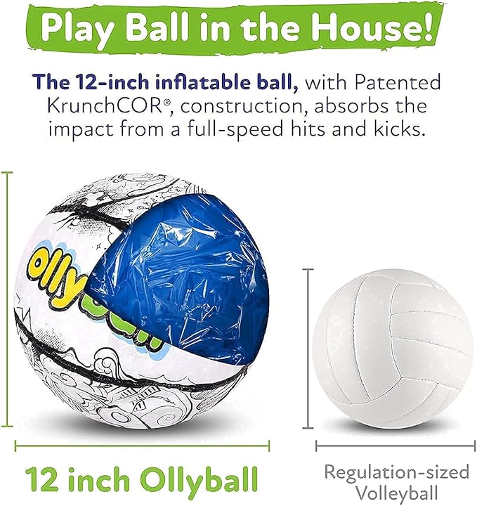 Ollyball 2-Pack Eco Pak Play Balls for Kids & Parents – Soccer Ball & Football for Indoor Activities with Patented KrunchCOR & Full-Force Indoor Play | Christmas Soccer Gifts for Boys & Girls