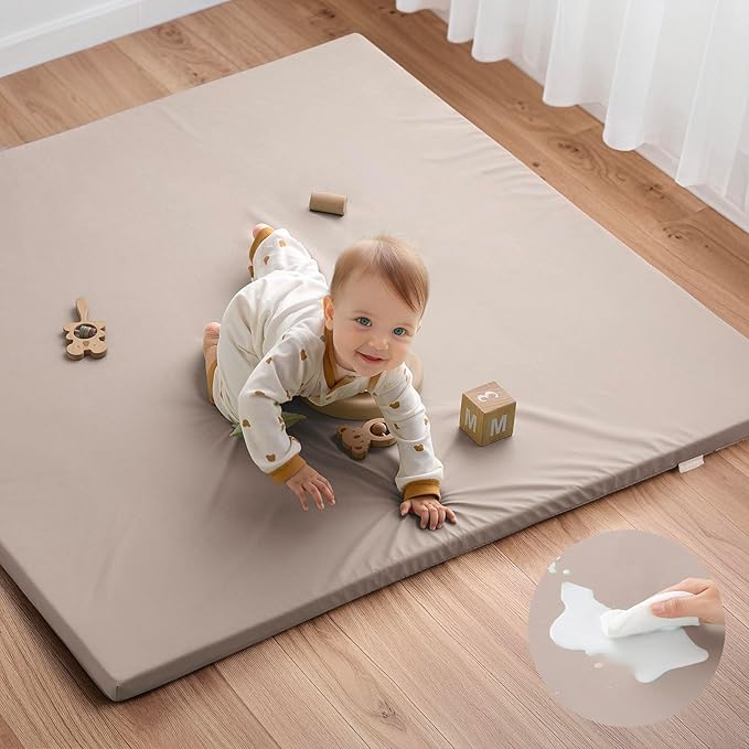 Blissful Diary 50x50 Playpen Mat+50x50 Vegan Leather Baby Play Mat