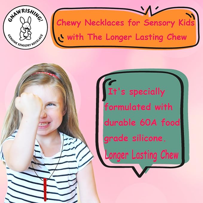 Chew Necklaces for Sensory Kids 8Pcs Cylinder Shape Sensory Chewy Toys for Autism Girls and Boys, ADHD Toddler, Adult