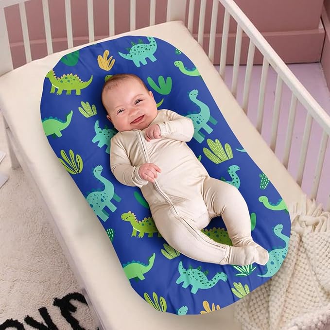 Cute Dinosaur Snuggle Me Lounger Cover for Baby Boys Cartoon Print Baby Lounger Covers 31.5'' x 21.3'' Soft and Breathable Nest Replacement Slipcover Blue