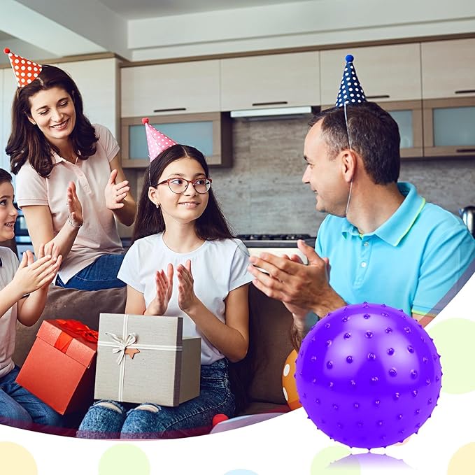 12PCS Bouncy Balls for Kids Toddlers, 7 Inch Sensory Balls Spiky Massage Stress Ball Bulk with Air Pump, Indoor Outdoor Sports Sensory Toys & Party Favors(Purple)