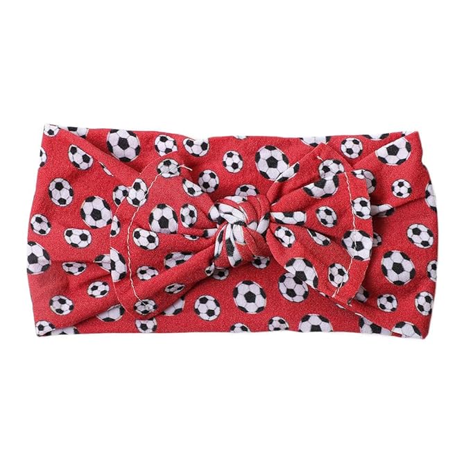 BBTDIN Baby Girls Soccer Headband Turban Infant Football Hairband Bowknot Newborn Soccer Bow Headwarp BTB10 (A4)