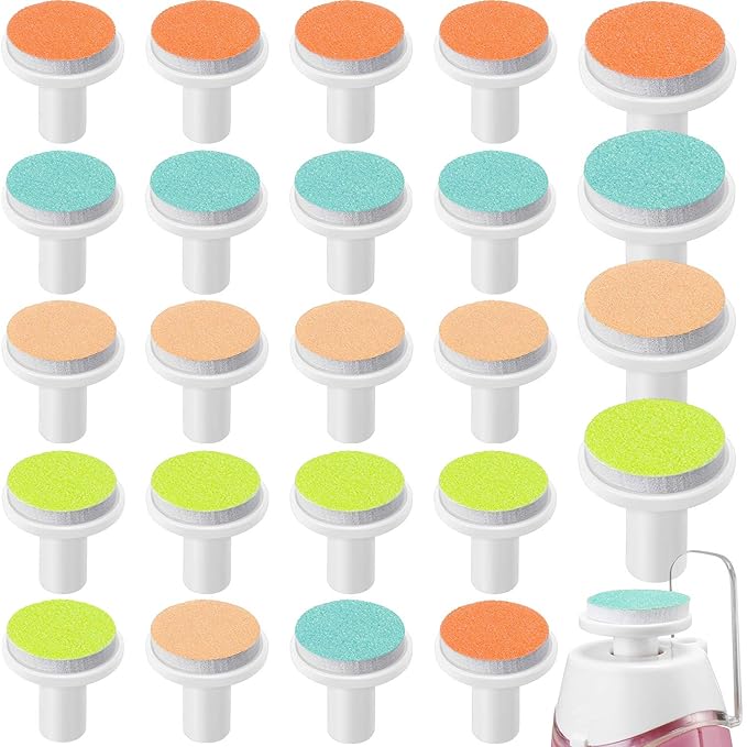 24 Pieces Baby Nail File Pads Nail Trimmer Replacement Pads Electric Baby Nail Grinding Heads for Standard Electric Kid Nail Trimmer Suits to Newborn Infant Toddler (Pink, Light Blue, Green, Orange)