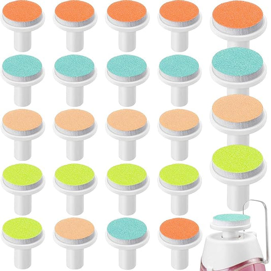 24 Pieces Baby Nail File Pads Nail Trimmer Replacement Pads Electric Baby Nail Grinding Heads for Standard Electric Kid Nail Trimmer Suits to Newborn Infant Toddler (Pink, Light Blue, Green, Orange)