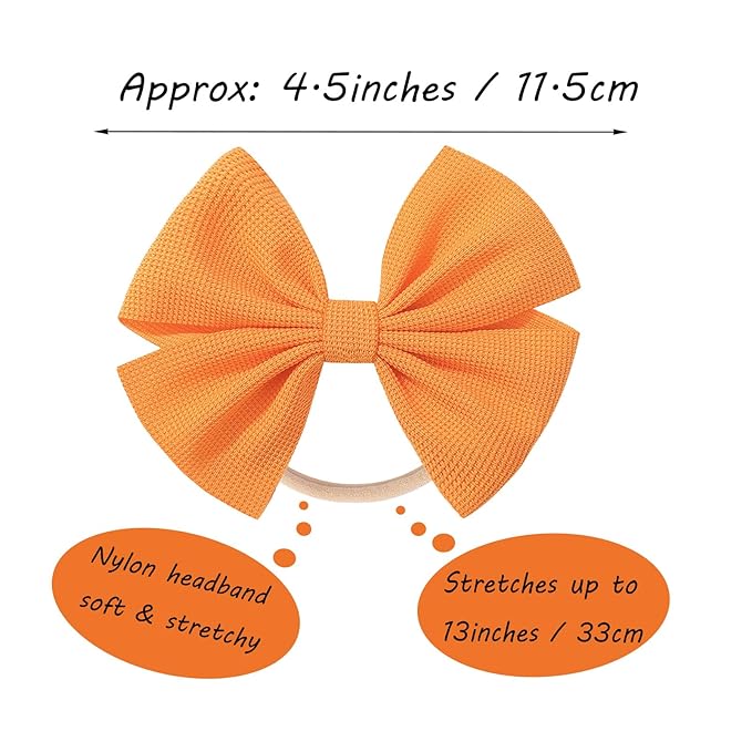 Thanksgiving Baby Girls Bows Elastic Nylon Headbands Bows for Baby Girls Toddler Hair Bows Fall Theme Party Hair Accessories Newborn Bows for Infant Toddlers Kids