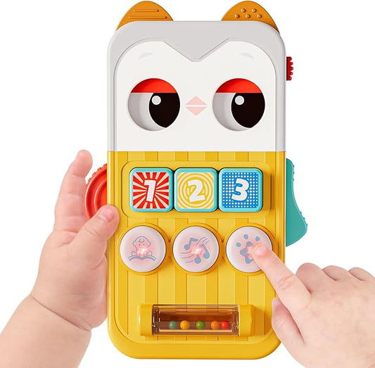 HOLA Toys for 1 Year Old Boys & Girls, Owl Phone Baby Toys 6-12 Months, Learning/Soothing Mode Musical Infant Toy with Lullabies, Fine Motor Skills Sensory Toy for Travel, Easter Basket Stuffers