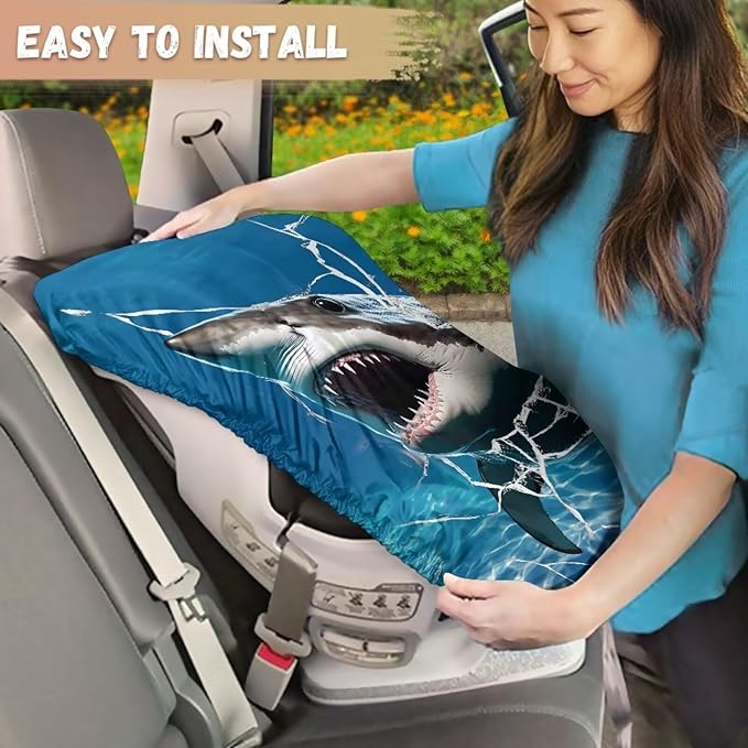 XYZCANDO Shark Infant Car Seat Cover for Summer Cartoon Car Seat Covers for Babies Washable Baby Car Seat Shade Cover Elastic Car Seat Sun Cover for Baby Car Accessories Gift for Holiday