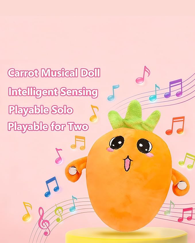 Baby Musical Sensory Toy,nteractive Musical Plush Toy with Sounds，Sensory Activity Learning Educational Kid Toy,Fun Christmas and Birthday Gifts Suitable for Multiplayer interaction (Orange Radish)