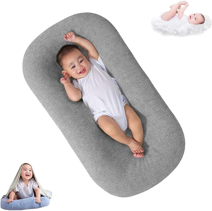 Baby Lounger, Baby Lounger for Newborn, Infant Lounger for Home and Trave (Grey 0-12months)