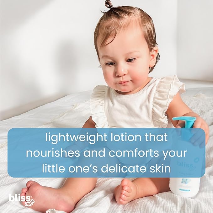 Bliss Baby Care Essentials Gift Set, Fragrance-Free - Baby Wash & Shampoo, Diaper Rash Cream, Baby Lotion & Hooded Bath Towel - Hypoallergenic, Dermatologist Tested, Clean & Vegan Gift Set