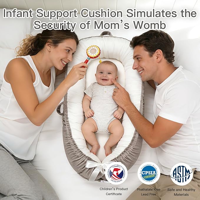 Infant Support Cushion | Organic Cotton Infant Support Cushion | Reversible, Adjustable & Portable Floor Cushion | Soft, Breathable, Washable Cover