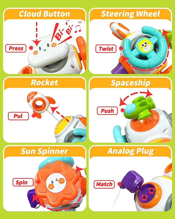Kidific Montessori Sensory Toys for Toddlers, Activity Busy Cube for 18 Months 2 3 Year Old Boy Girl, Travel Plane Cars Learning Educational Toys for Baby Toddler Birthday Gifts