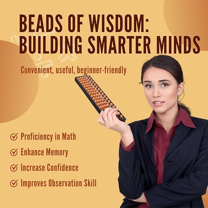 Flexzion SorobanAbacus for Adults & Kids - Plastic 11-inch Japanese Soroban with 5 Beads & 17 Rods for Math Learning & Training - Portable Abacus Math Calculating Tool for Beginners & Professionals