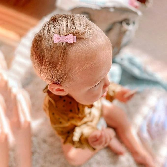 24PCS 2inch Oaoleer Baby Girls Hair Clips, Fully Lined Bows Hair Pins, Tiny Alligator Clips for Infants Toddlers - 12 Colors in Pairs (Style B)