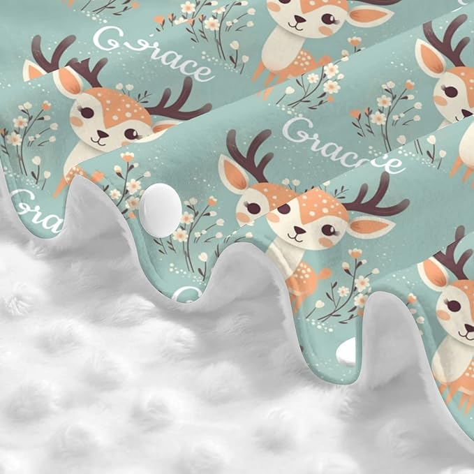 Personalized Baby Car Seat Canopy for Babies with Name, Custom Car Seat Covers for Boys Girls, Infant Opening Minky Nursing Breastfeeding Stroller Cover Carseat Canopies for Newborn (Woodland Deer)