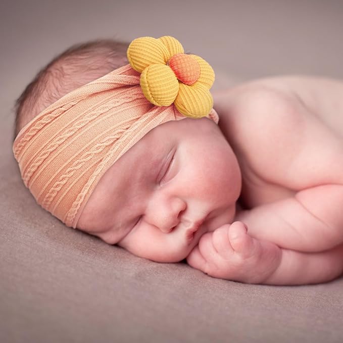 AQOKKA Baby Flower Headbands Nylon Baby Girl Headbands Soft Handmade Hairbands Toddler Hair Accessories for Girls Baby Newborn Infant Kids