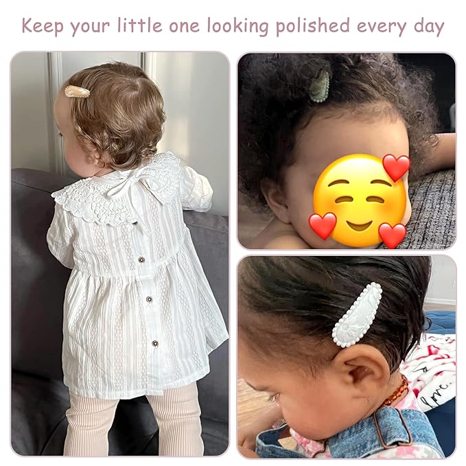 CÉLLOT 42Pcs Baby Hair Clips, Infant Girl Hair Accessories, 1.5" Mini Hair Clips, Printed Anti-Slip Snap Barrettes, Waterdrop Design Hairpins, Toddler Girl Hair Accessories（B）