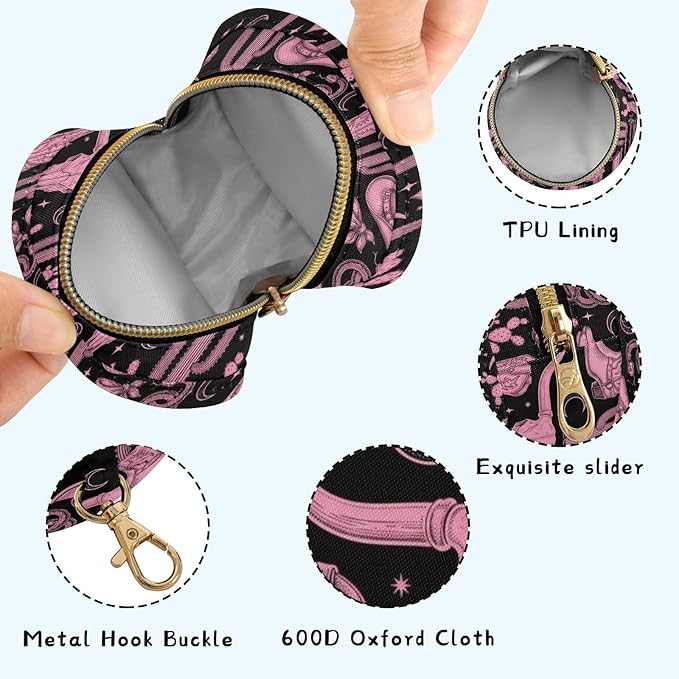 Western Cowboy Cactus Black Print Pacifier Holder Case for Diaper Bag Portable Travel Pacifier Storage Case with Clip Newborn Baby Pouch for Baby Boys Girls Purse Outdoor