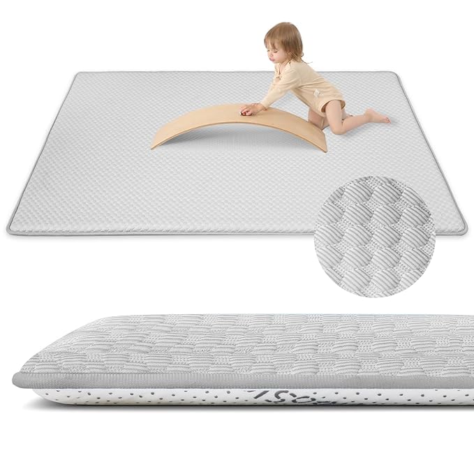 Huloo Sleep Baby Play Mat for Floor, 1.3 Thick Memory Foam Floor Tummy Time Mat, Soft & Breathable, Non-Slip Rectangular for Toddlers’ Playtime & Rest(Dark Gray,79"x59")