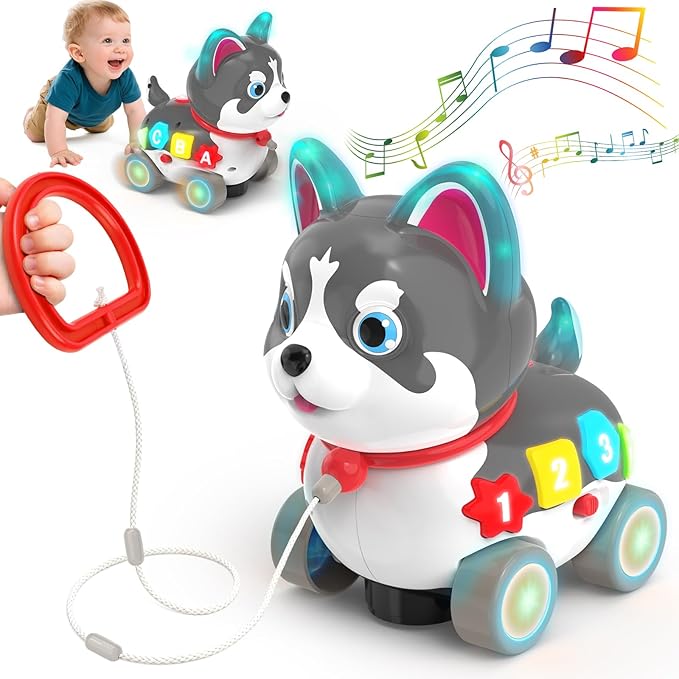 Baby Toys for 6-12-18 Month, 3-in-1 Musical Puppy Toy, Crawling & Walking Toys for 1 Year Old Boy Girl Gifts, Bilingual Learning Educational for 7 8 9 10 Months Developmental Toy