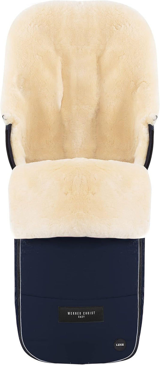 Werner Christ Baby Sheepskin footmuff FLIMS Luxe - Full Medical Sheepskin footmuff for Buggy (from 6 to 36 mo.), Medical Fur, Universal with Long Slits