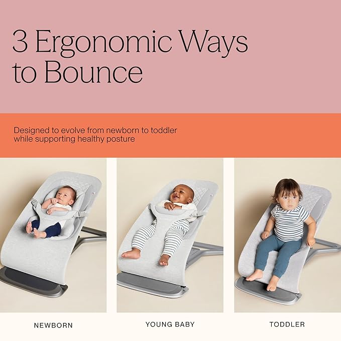 Ergobaby Evolve 3-in-1 Bouncer, Adjustable Multi Position Baby Bouncer Seat, Fits Newborn to Toddler, Midnight Blue