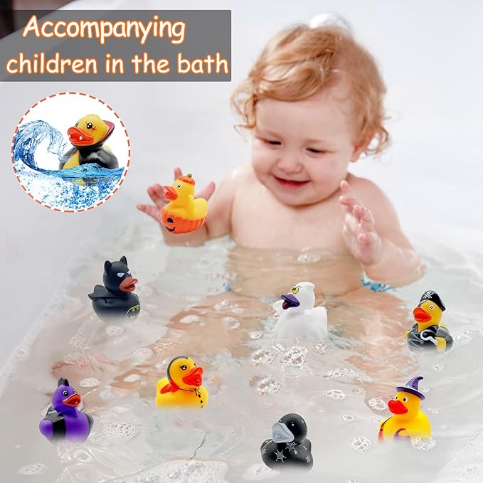 24 PCS Halloween Rubber Ducks,Baby Bath Toys Assorted Duckies,Halloween Party Favor for Kids,Halloween Style Design Ducks Toys for Halloween Decor,Baby Showers,Birthday Gifts(Halloween)