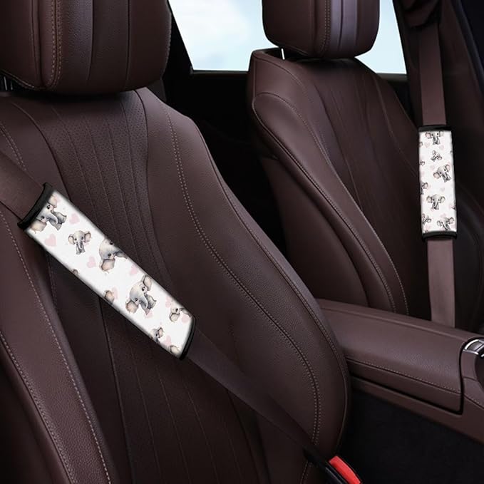 Car Seat Shoulder Strap Pads Seat Belt Pad Pink Seatbelt Covers Elephant Seat Belt Cover Pads Shoulder Pads for Straps Seat Belt Cushion for Kids Car Seat Pads for Straps Seatbelt Pad