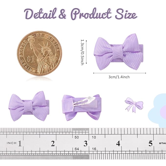 YHXX YLEN 1.4" Baby Hair Clips, Mini Bow Snap Clips 40 PCS - 20 Colors in Pairs | Non-Slip Snap Design | Gentle on Fine Hair | Grosgrain Ribbon Bows for Baby & Toddlers