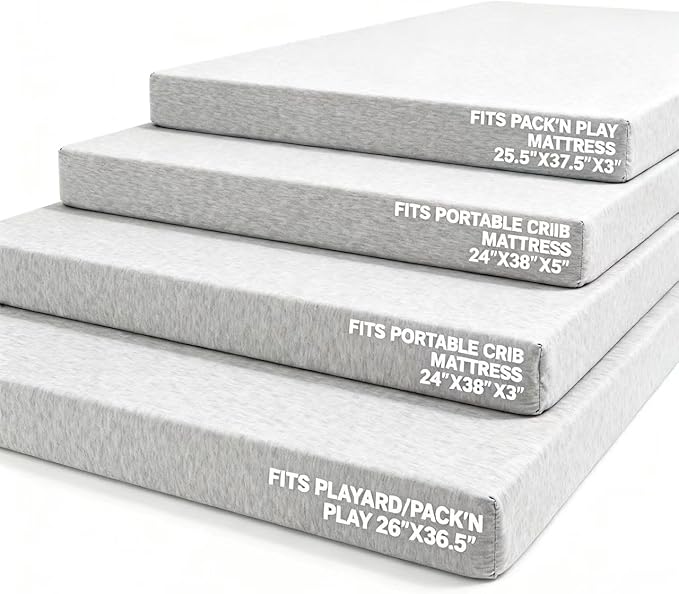 Pack and Play Sheets, 2 Pack Mini Crib Sheets for 38x26 Mattress, Stretchy Snug Fit Playard Fitted Sheet, Soft Breathable Cozy Material, Compatible with Graco Pack n Play for Baby and Toddler
