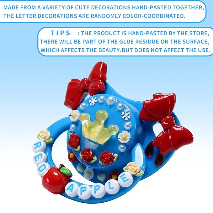 CutiePlusU Adult Size Pacifier DIY Big Shield Pacifier - Blue Red