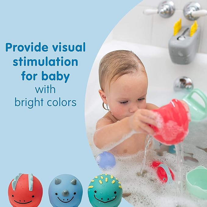 Dr. Brown's Baby and Toddler Toothbrush, Green Dinosaur 1-Pack 1-4 Years, CleanUp Float & Hatch Dino Eggs Bath Toy, 6m+, Dino-Soft Baby Bath Spout Cover, BPA Free, Certified Plastic Neutral