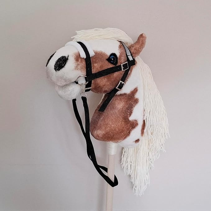 Hobby Horse Pinto Paint A3 Realistic Horse on a Stick with Open Mouth for Children 4 Years